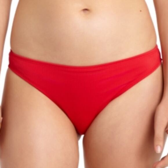 California Waves red ribbed bikini swim bottom Lg - Picture 1 of 7